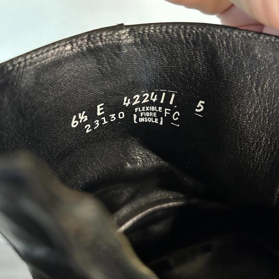 Vtg Florsheim Black Leather Side Afbe 3