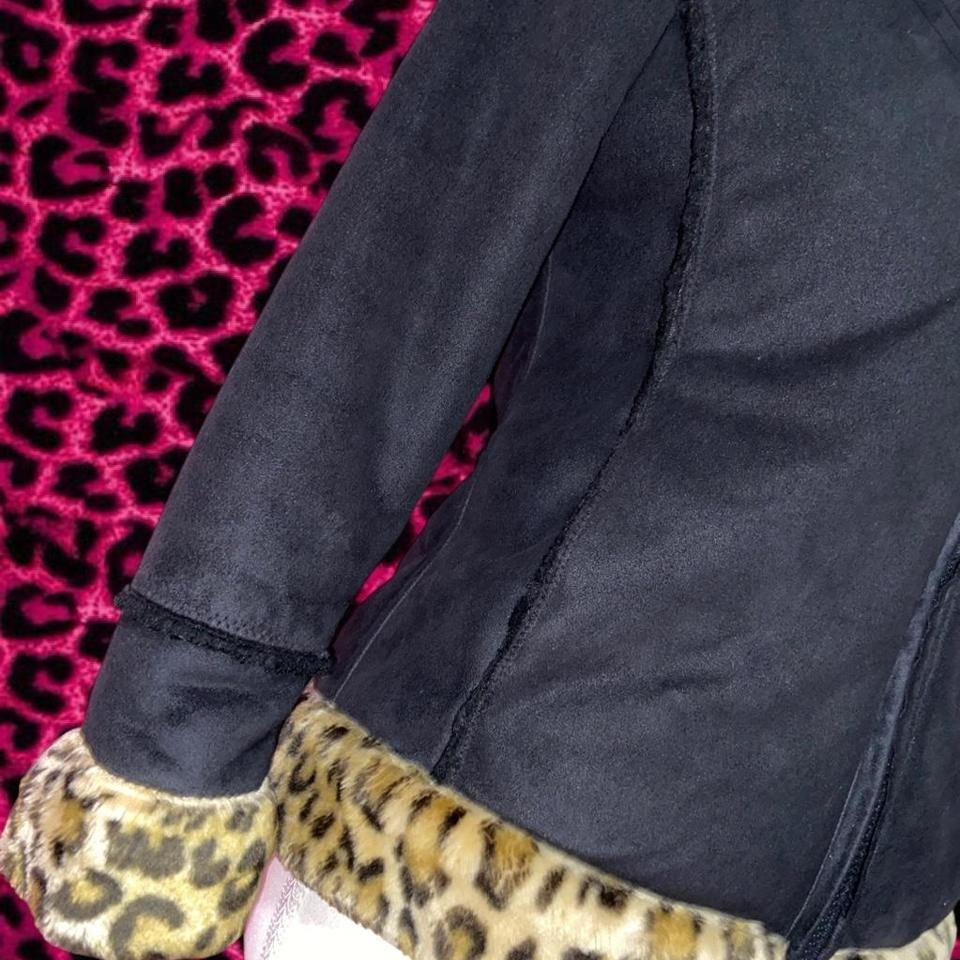 Black Cheetah Print Fur Hoodie 6291 2