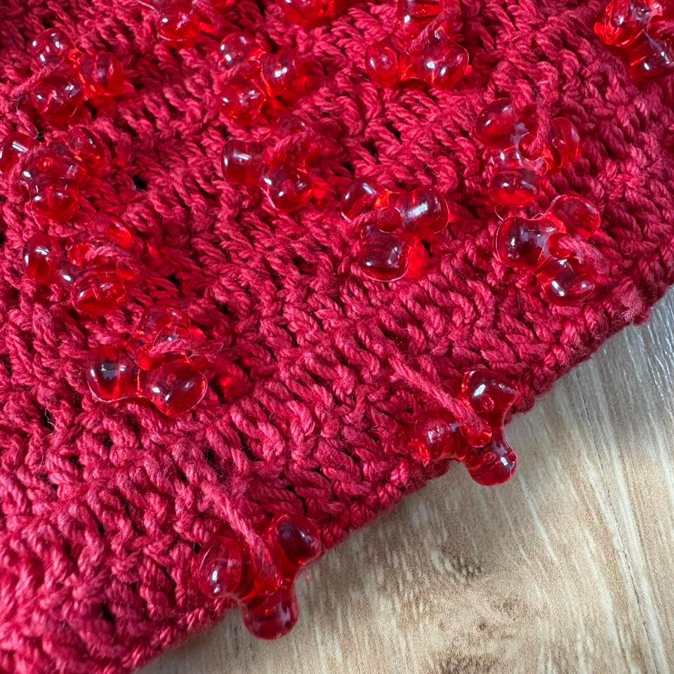 Red Crochet Purse With Beads Ea61 5