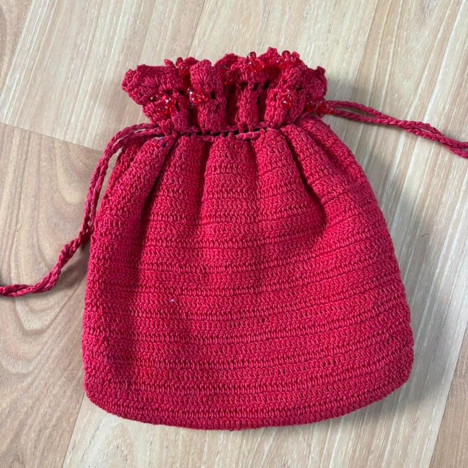 Red Crochet Purse With Beads Ea61 3