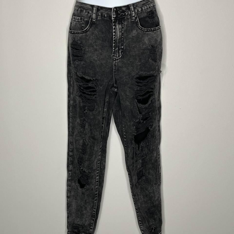 Fashion Nova Black Distressed Mom D6db