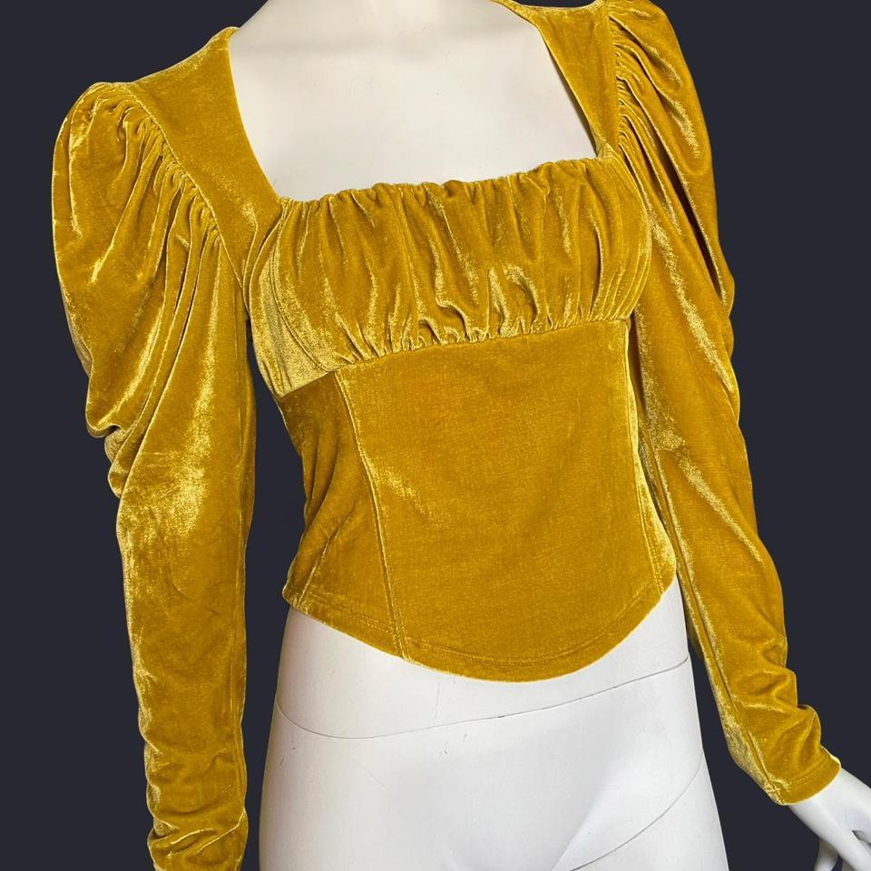 Free People Yellow Velvet Renaissance D55b 2