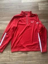 Size L - Under Armour Milwaukee Tools Red Quarter Zip Long Sleeve Pullover Loose