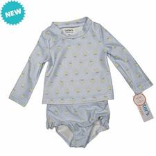 Carters Swimsuit Baby Girl 6M Two Piece Rashguard UPF 50+ Lemons Ruffles NWT