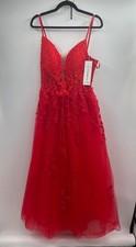 NWT Miss Veil Wedding Dress Women 10 Red Floral Spaghetti Strap Sweetheart Neck