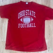 Ohio State Football T-Shirt Russell Athletic Buckeyes Red Short Sleeve Mens XL