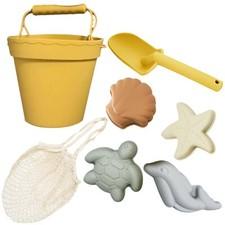 Silicone Beach Toys/Summer Toys/Beach Bucket Set with mold and free bag-Yellow
