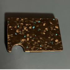 RFID Blocking Slim Card Holder Wallet, Black/Blue Speckled, Elastic Strap