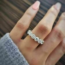 4Ct Round Cut Natural Diamond Solid 18K White Gold Beautiful Eternity Band Ring