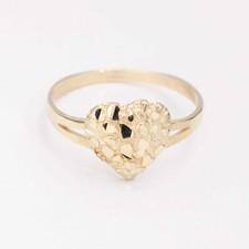 Solid 10K Gold Women's Heart Nugget Ring Yellow Gold Size 7