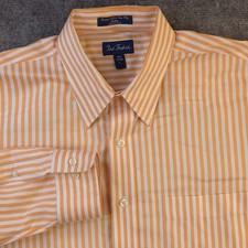 Paul Fredrick Shirt Large Orange Vertical Striped Long Sleeve Button Up