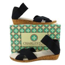 Charleston Shoe Co. Peachtree Sandal In Black Linen Women's Size 9 ROMAIN1987