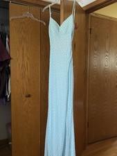 Windsor Blue Valeria Cutout Lace-Up Sequin Beaded Formal Dress