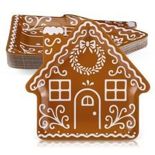 30 Pcs Christmas Gingerbread House Plates Gingerbread House Shaped Disposable...