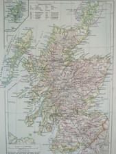Vintage 1920s Scotland Italian Geography Map UK Edinburgh Color Skye C29-2