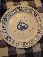 Vintage Set of 2 Newcor Cape Cod Dinner Plates Blue Fruit 1994 Stoneware 10.5"