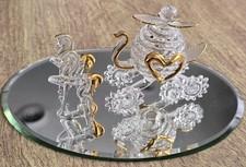 Vtg Cinderella's Pumpkin Coach Spun Glass Carriage 2 Horses Gold Trim w/Mirror