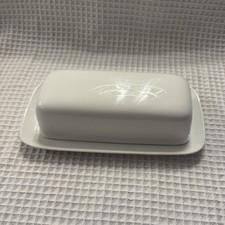 Home White porcelain Covered Butter Dish Rectangular Microwave Dishwasher Safe