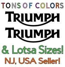 TWO Triumph Die Cut Vinyl Decals DOES NOT FIT/COVER EMBLEMS Motorcycle Car Dirt