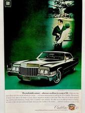 1970 Cadillac 4 Door Hardtop Sedan DeVille Print Ad 10" x 6-1/2" Olive Green