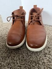 Cole Haan Men's Brown Leather Lace-Up Chukka Ankle Boots Rubber Sole Round