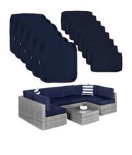 ClawsCover 14-Pack Patio Cushion & Pillow Covers for 7-Piece Set, Navy Blue