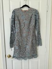 NWT DRESS THE POPULATION Blue Embroidered Lace Dress With Nude Lining