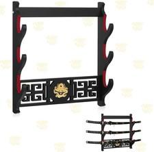 3 Tier Katana Sword Wall Mount Display Rack Samurai Holder Stand Home Decor
