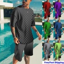 Summer Men's Outfit 2-Piece Set Short Sleeve T-Shirts and Shorts Sweatsuit Set