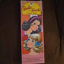 Barbie & Francie Vintage Paper Dolls Set with Precut Clothes & Accessories