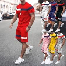 Men's Set 2-Piece Set Summer Outfit Short Sleeve T Shirts & Shorts Sweatsuit US