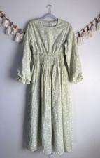 Veiled New York Marwa Green Embroidered Floral Smock Maxi Dress Shabby Chic S