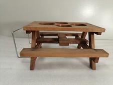 Mini Picnic Table Wooden Spice Rack, Light Brown, with Napkin Holder