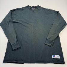 Vintage Russell Athletic Shirt Mens Large Black Long Sleeve Crewneck Made USA