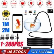 6LED USB Snake Endoscope Borescope HD Inspection Camera For Android Type C Lot