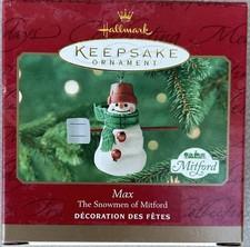 Vintage 2000 Hallmark Keepsake Mitford Max The Snowman of Mitford Ornament - New