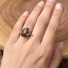 Black Fire Opal Gemstone 925 Sterling Silver Ring Handmade Jewelry Ring For Gift