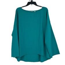 Soft Surroundings Teal Lagenlook Top Oversized Boat Neck Dolman Sleeves Size L