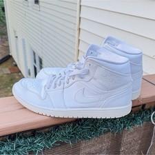 Jordan Air Jordan 1 Mid Triple White 554724-130 Men's Sneakers Lace Up White