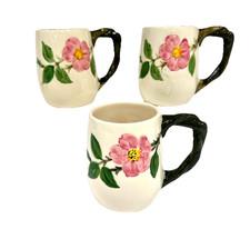 Set/3 Franciscan Desert Rose Grand Mugs 4 1/2" Pink Cream Twisted Vine Handle