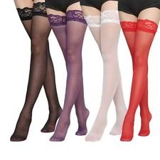 Lady's Lace Top Stay Up Stockings Thigh-High Sheer Pantyhose Stockings For Women
