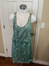 Dress the Population Turquoise Blue Sequin Mini Dress, Size L, NWT!