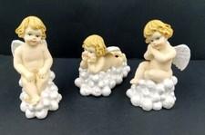 3 Vtg Angelic Celebrations Cloud Cherubs Angel Figurine's Sitting On A Cloud 3D
