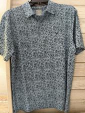 Callaway Men's Solid Blue White Polo Shirt M 100% Polyester Short Sleeve
