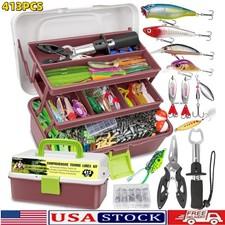 Fishing Lures Kit Tackle Box Set with , Accessories & More for Kids Fishing Gear