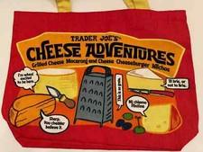 Trader Joe's Bag Reusable Canvas NEW Cheese Adventures shopping Heavy DutyLarge