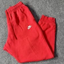 Nike Sweatpants Mens Size XL Red Faded Swoosh Joggers Fleece Athletic Pants