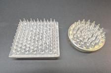 LOT OF 2 Flower Frog Clear Plastic Frog Flower Arrangement Holder Round Square