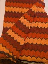 Handmade Crochet Afghan Throw 3 Color Red Maroon Brown Chevron Rectangle