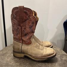 Brown Tan Leather Western Cowboy Pull-On Boots Two-Tone